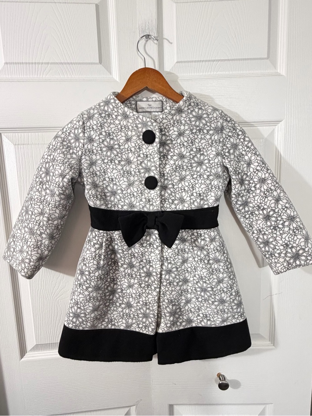 American Widgeon Girls Floral Dress Coat Bow Gray Black Size 6 over Coat Jacket